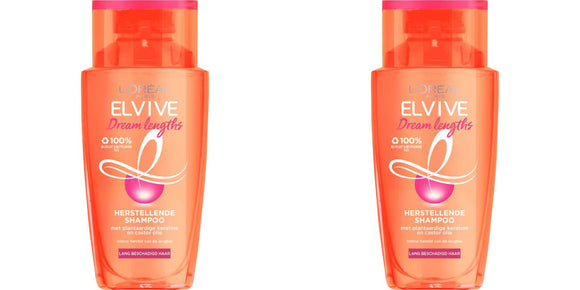 2 x L'Oreal Elvive Dream Lengths Reparaturshampoo, 90 ml, Reisegröße 