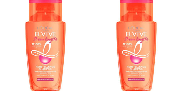 2 x L'oreal Elvive Dream Lengths Repairing Shampoo 90ml Travel Size