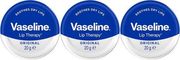 3 X Vaseline Original Lip Therapy Soothes Dry Lips 20g