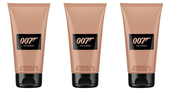 3 x James Bond 007 für Frauen, feuchtigkeitsspendende Körperlotion, 50 ml, Reisegröße 