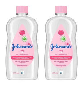 2 X Johnsons Baby Oil 500ml Pure & Gentle Daily Care Paraben Free
