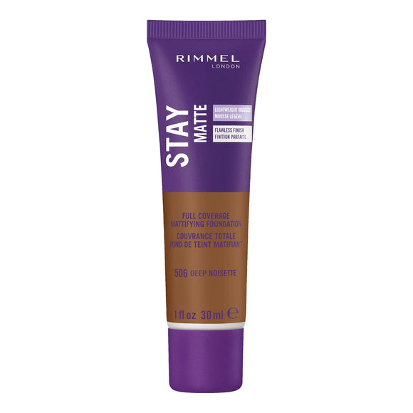 Rimmel Stay Matte Foundation mit vollständiger Abdeckung, Deep Noisette, 30 ml