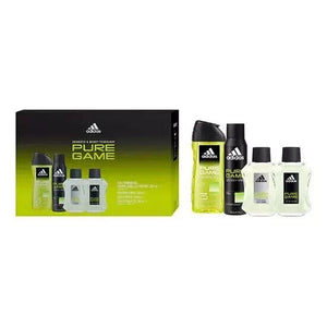 Adidas Pure Game Mens Perfume Gift Set - 100ml Edt + Aftershave 100ml  + 3 In 1 Shower Gel 250ml  + Deodorant Body Spray 150ml