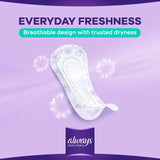 2 x Always Daily Panty Liners Pack Of 40 Normal Comfort Protect Odour Control