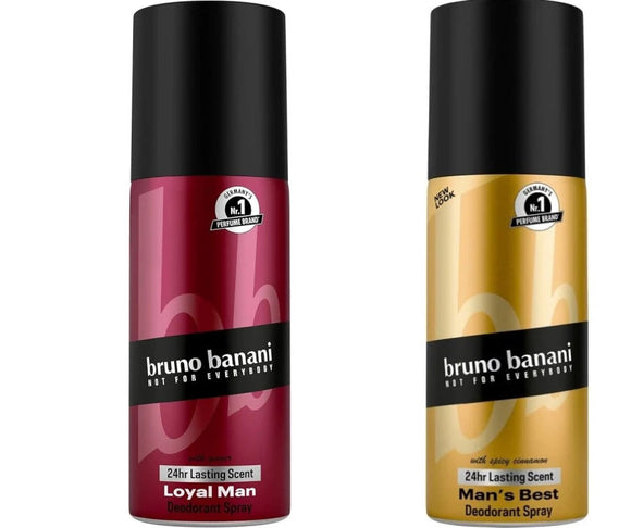 Bruno Banani Duo Mens Deodorant Spray Man's Best 50ml + Loyal Man 50ml Travel Size