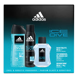 Adidas Ice Dive Mens Gift Set 100ml Edt + 250ml Shower Gel + 150ml Deodorant Body Spray
