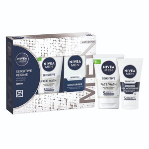 Nivea Men Sensitive Regime Gift Set Moisturise & Hydrate 100ml Face Wash + 75ml Moisturiser Sensitive
