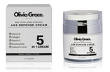 Olivia Grace Age Defense Cream 5 In 1 - Brightens, Hydrates & Firms Skin - Vitamin C & E, Collagen, Nicotinamide & Hyaluronic Acid