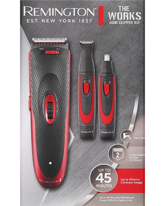 Remington The Works Cordless Hair Clipper Set - Trimmer + Precision Trimmer +  Nose & Ear Trimmer