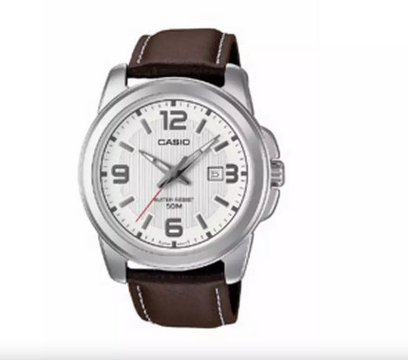 Casio Men's Brown Genuine Leather Strap Watch