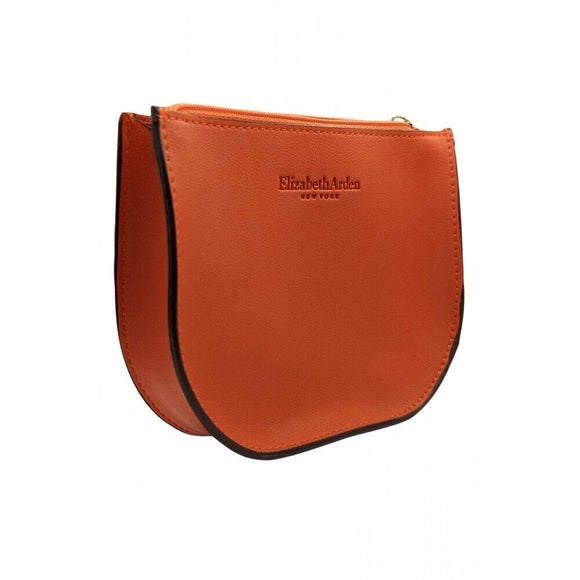 Elizabeth Arden Zipped Orange Leather Make Up Bag Purse