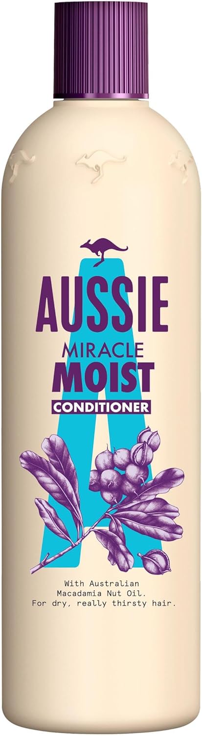 Aussie Miracle Moist Conditioner With Australian Macadamia Nut Oil For Dry Thirsty Hair 490ml