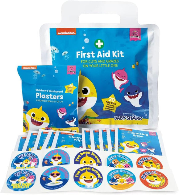 Baby Shark Kids First Aid Kit Plasters Cleansing Wipes