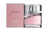 Boss Femme perfume bottle and packaging on a white background