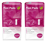 2 x Interlude Press On Maxi Pads Without Wings 20 Pads Cotton Soft Cover - Size 2