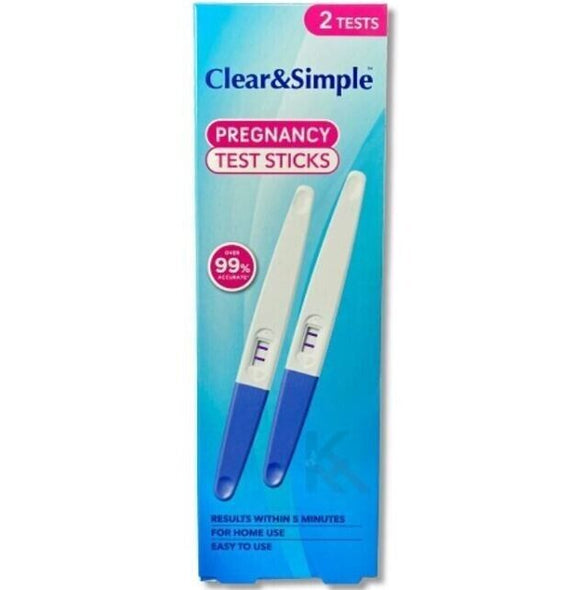 Clear & Simple Pregnancy Test Sticks Pack Of 2 Accurate Tests
