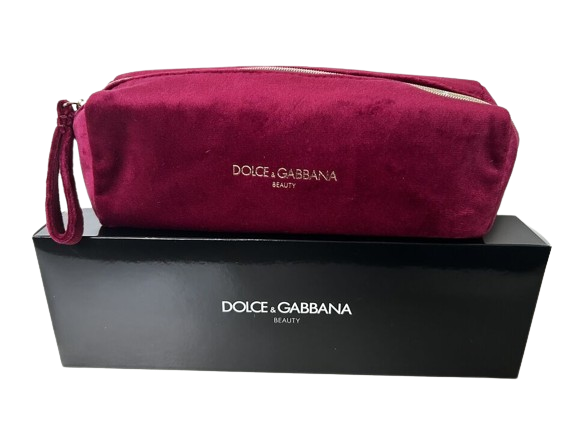 Dolce & Gabbana Maroon/Burgundy Velvet Makeup Cosmetics Zipped Bag