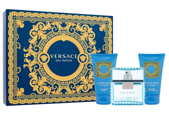 Versace Man Eau Fraiche Gift Set 50ml Edt + 50ml Shower Gel + 50ml Aftershave Balm