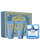 Versace Man Eau Fraiche Geschenkset 50 ml EdT + 50 ml Duschgel + 50 ml Aftershave-Balsam
