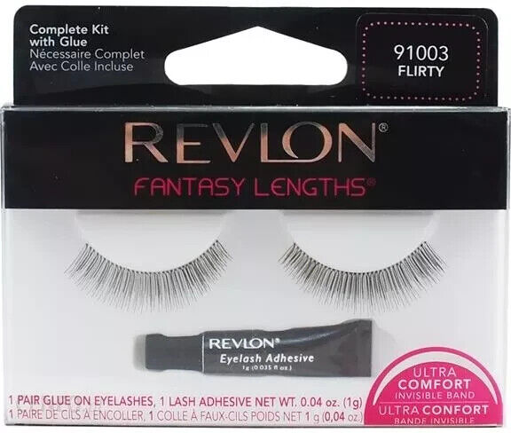Revlon Fantasy Lengths False Eyelashes Complete Kit With Glue – 91003 Flirty