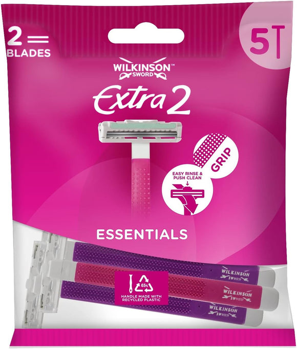 Wilkinson Sword Extra 2 Essentials Womens Disposable Razor Blades Pack Of 5