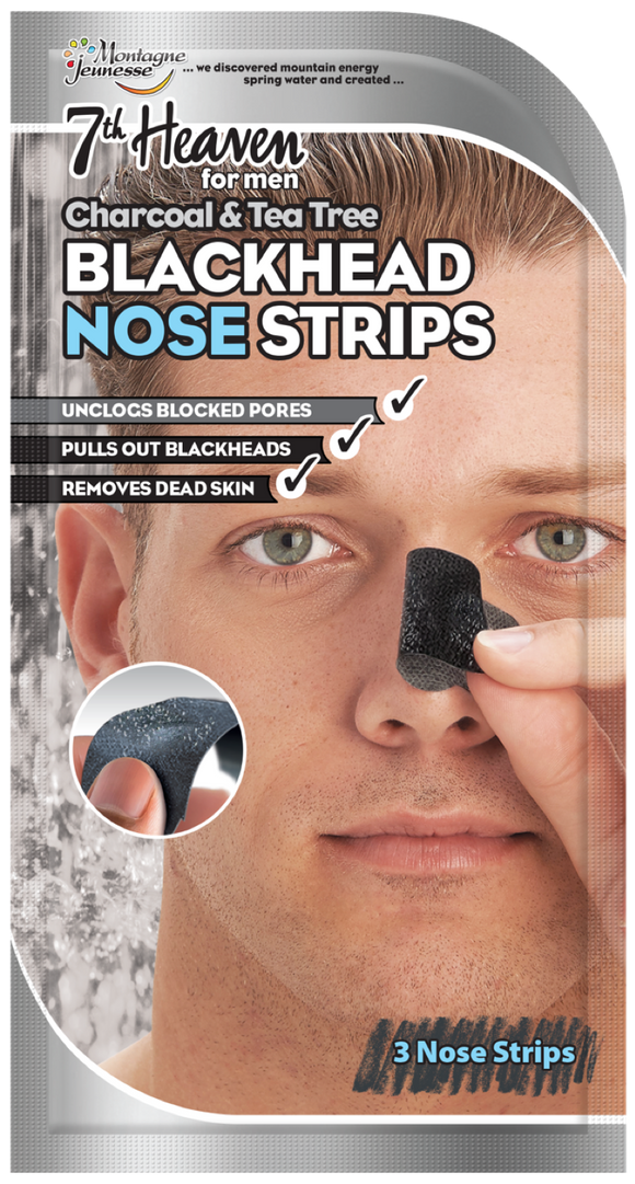 Montagne Jeunesse 7th Heaven Charcoal & Tea Tree Blackhead Nose Strips For Men