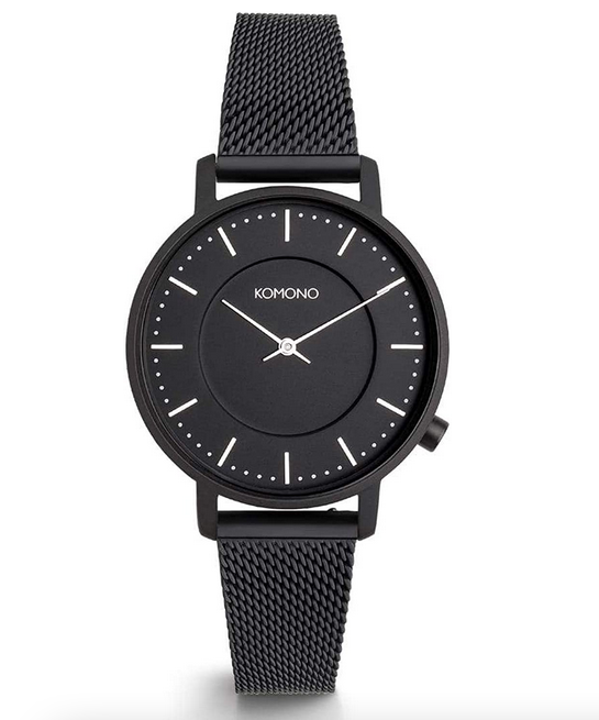 Komono Womens Harlow Black Mesh Wrist Watch