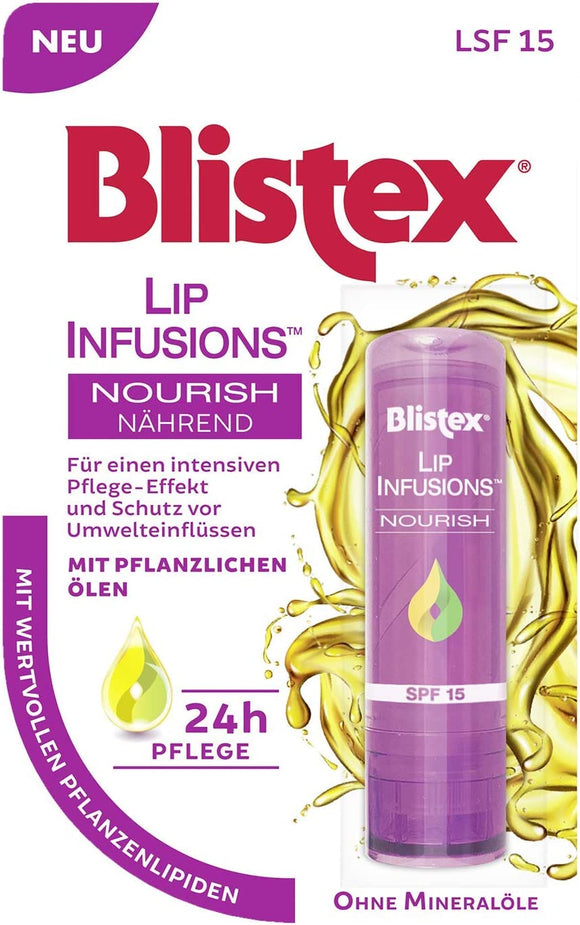 Blistex Lip Infusions Nourish Lip Balm Moisturise + Protect Lips 3.7g SPF 15