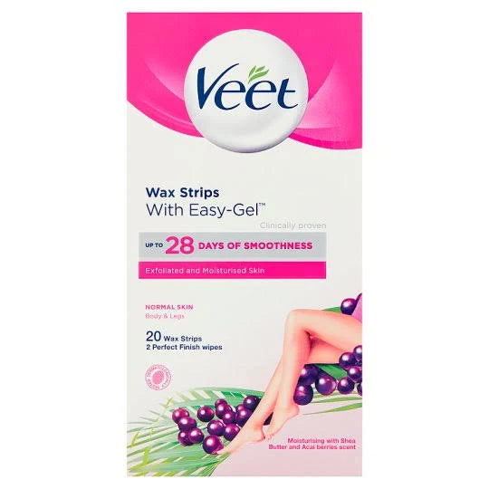 Veet 20 Wax Gel Strips For Hair Removal + 2 Perfect Finish Wipes